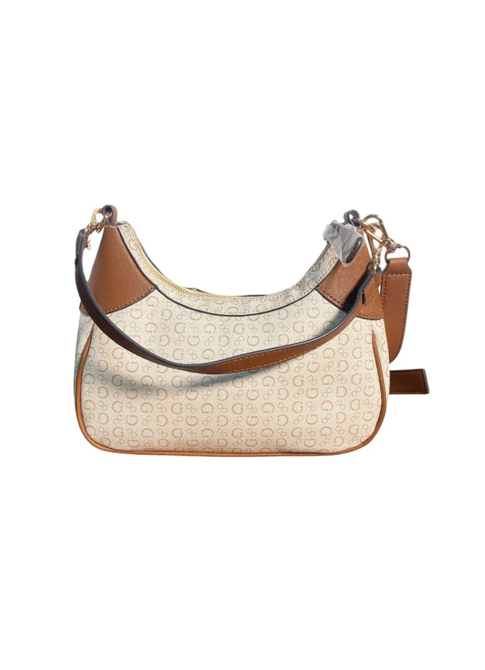 Bolso GUESS Hobo Monograma – Elegancia Versátil en Café y Beige
