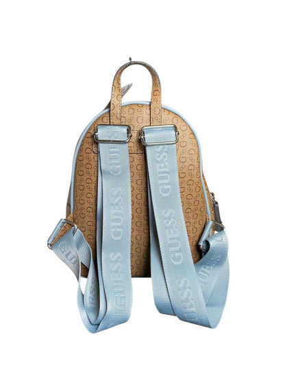 Mochila Guess Beige con Monograma Café y Azul