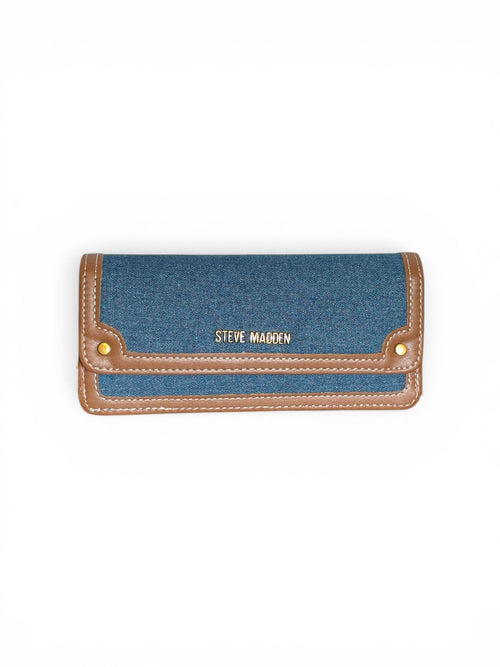 Cartera Steve Madden Denim Azul Detalles Camel – Estilo Casual Chic